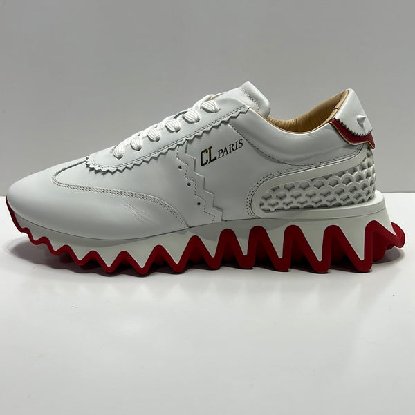 Loubi Shark leather and neoprene sneakers white