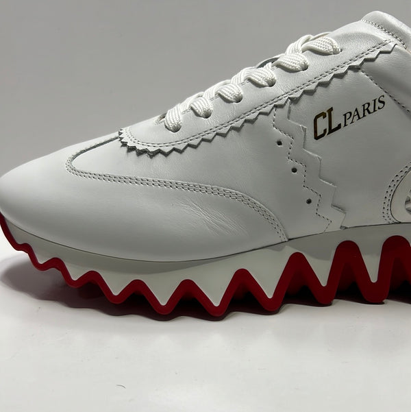 Loubi Shark leather and neoprene sneakers white