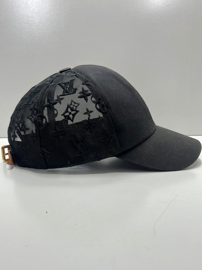 Louis Vuitton Monogram Mesh Baseball Cap Black Cotton. Size 58