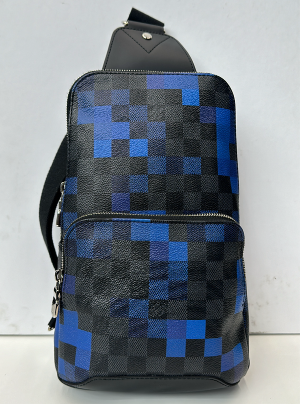 Louis Vuitton Avenue Sling Bag Limited Edition Damier Graphite Pixel Blue