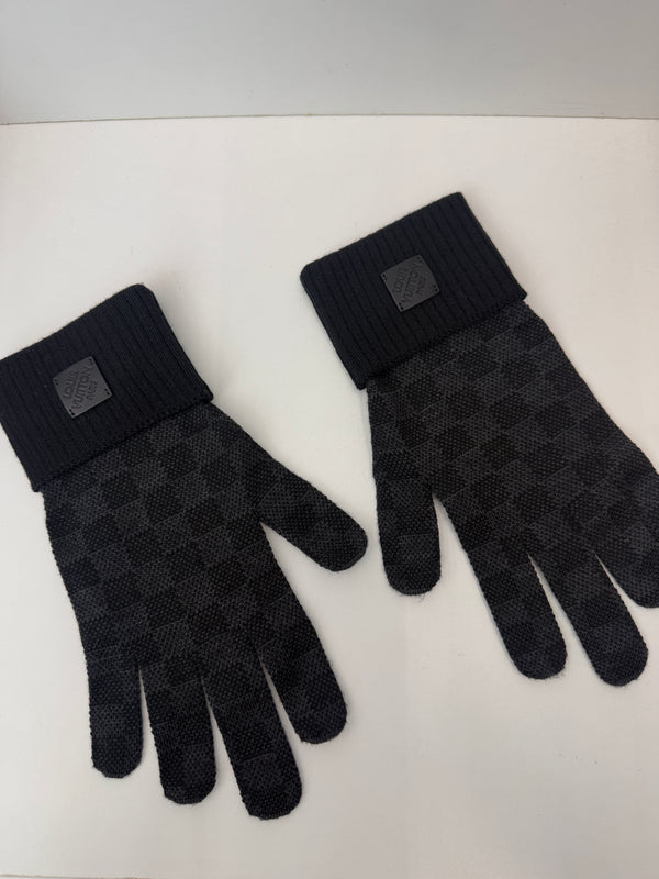 Damier Graphite damier gloves wool Black