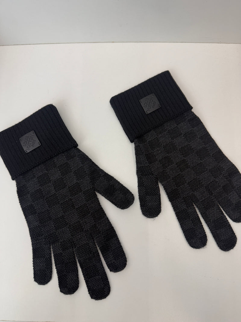 Damier Graphite damier gloves wool Black
