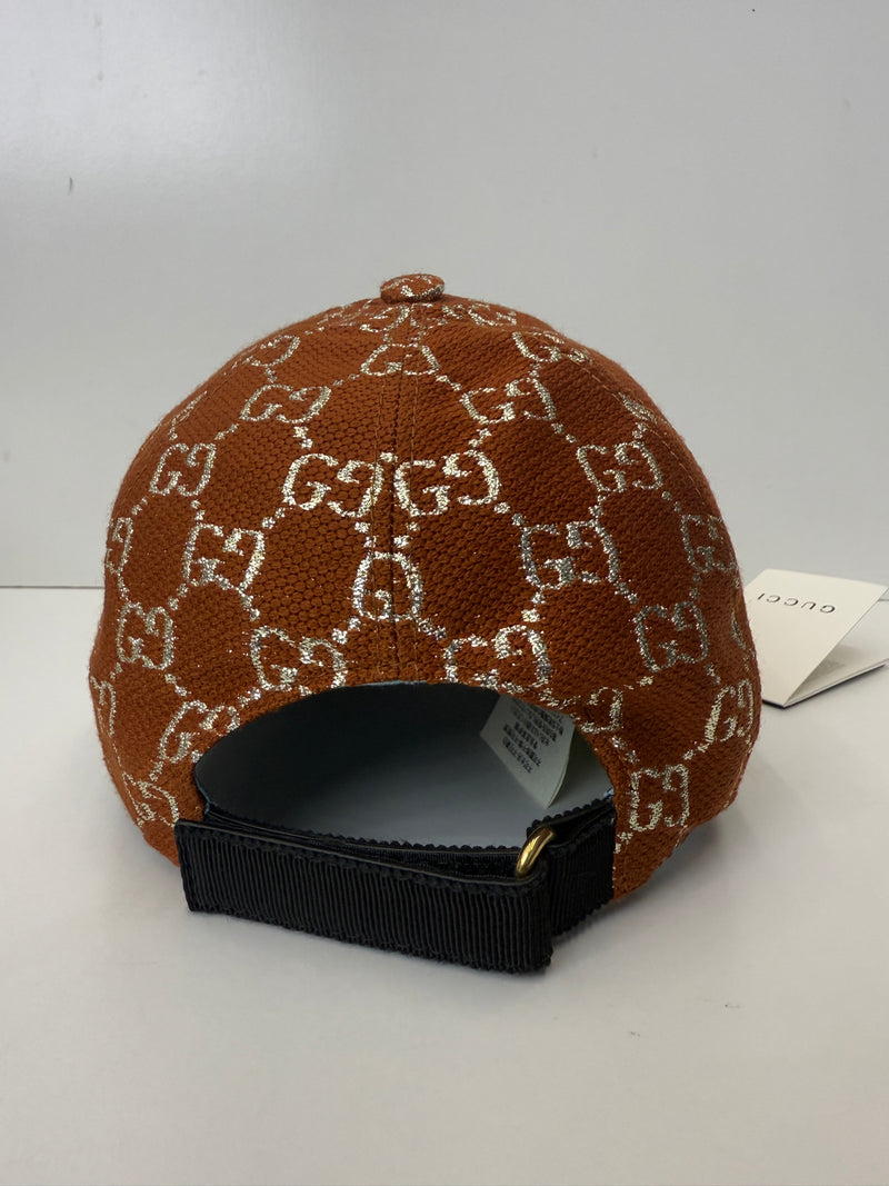 GG Monogram Wool Silk Baseball Logo Cap burgundy