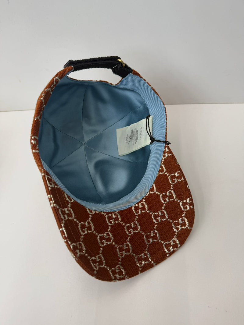 GG Monogram Wool Silk Baseball Logo Cap burgundy