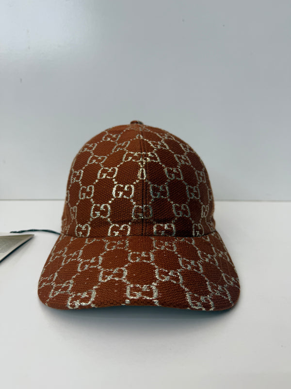 GG Monogram Wool Silk Baseball Logo Cap burgundy