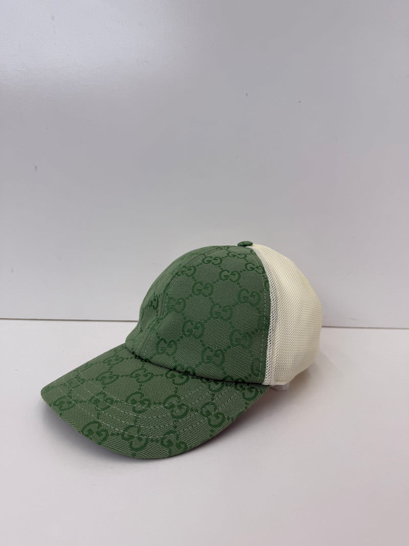 Mesh back monogram canvas cap green