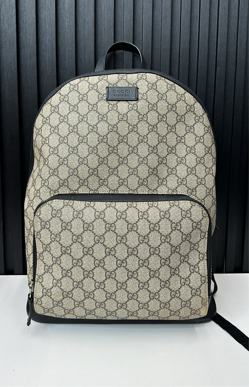 Gucci Zip Pocket Backpack GG Coated Canvas