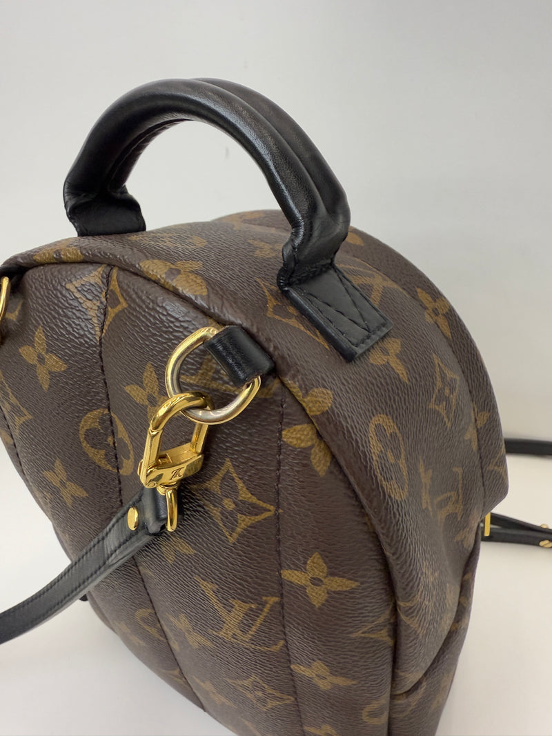 LV Palm Springs Backpack Mini Monogram Gold Metal