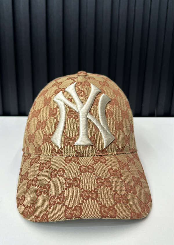 Gucci - Yankees Baseball Cap Monogram Canvas Beige Brown