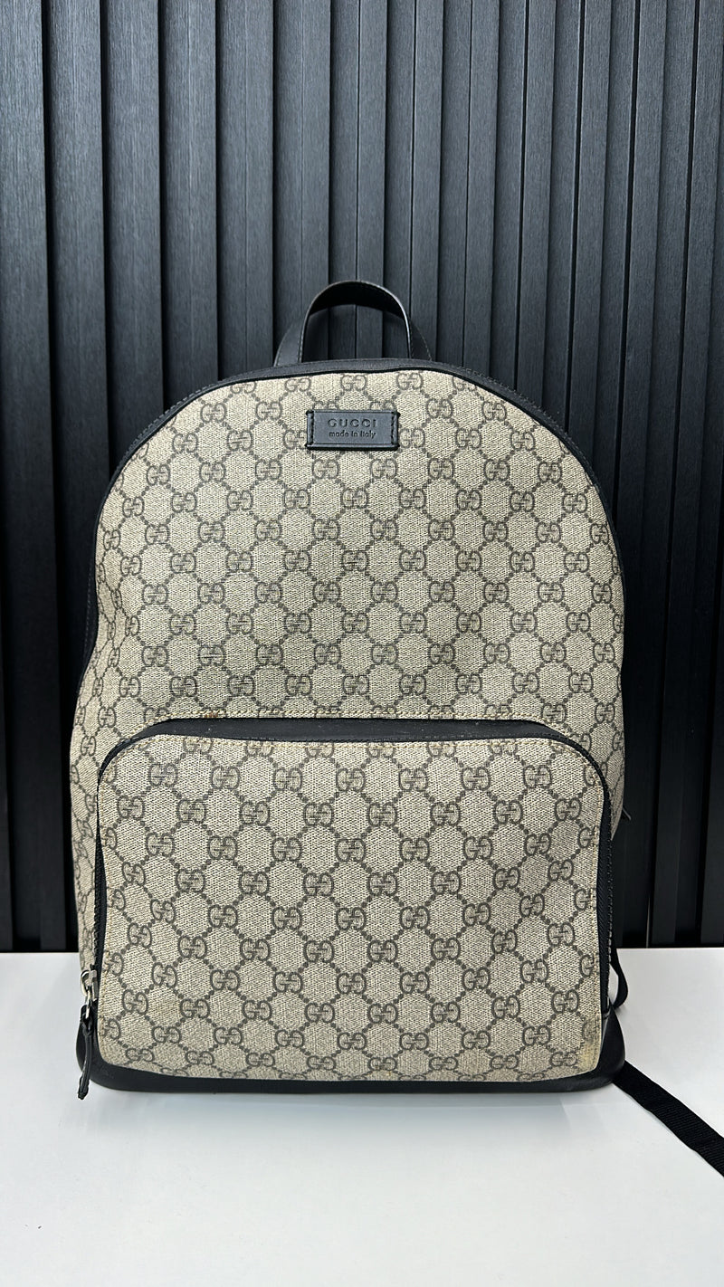 Gucci Zip Pocket Backpack GG Coated Canvas