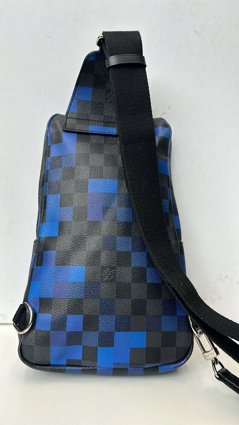 Louis Vuitton Avenue Sling Bag Limited Edition Damier Graphite Pixel Blue