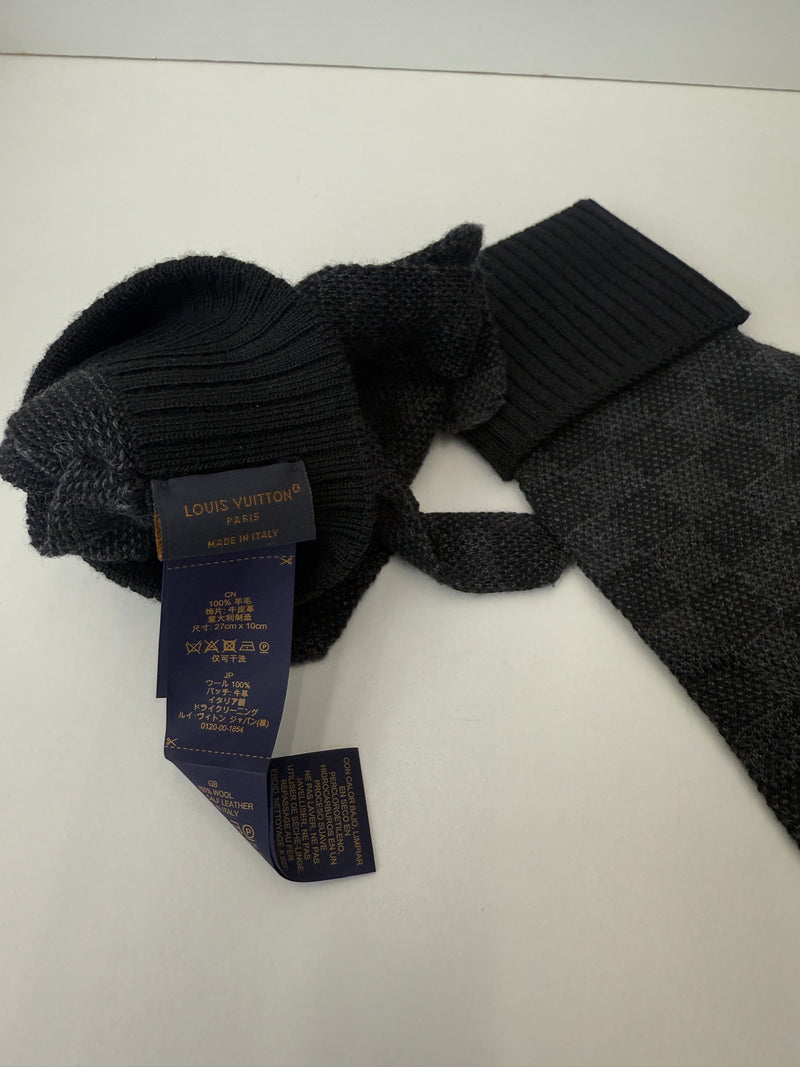 Damier Graphite damier gloves wool Black