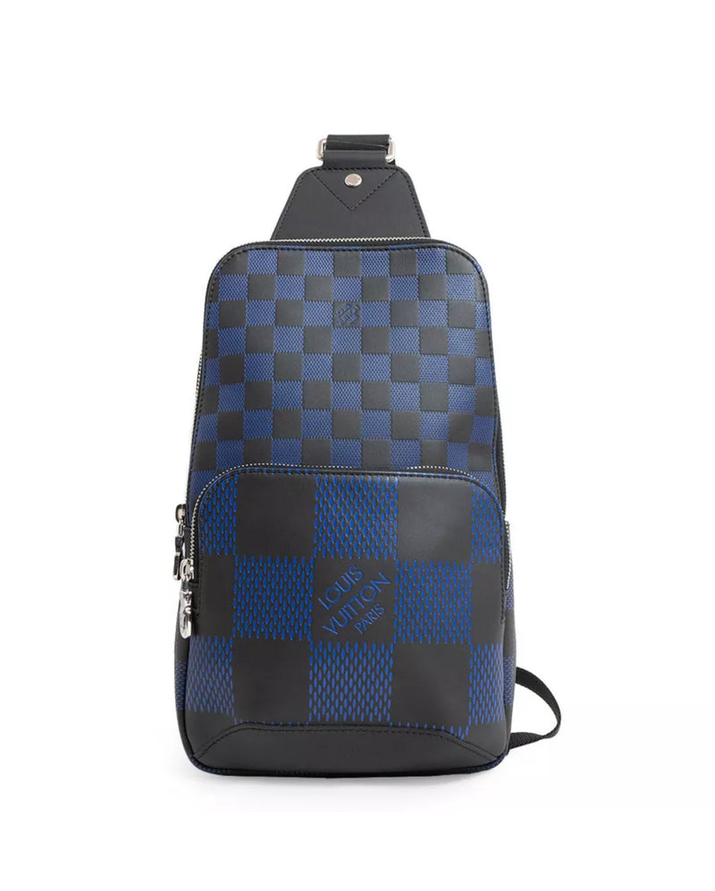 Louis Vuitton Avenue Sling Bag Body Crossbody Damier Infini 3D Black Marine Blue