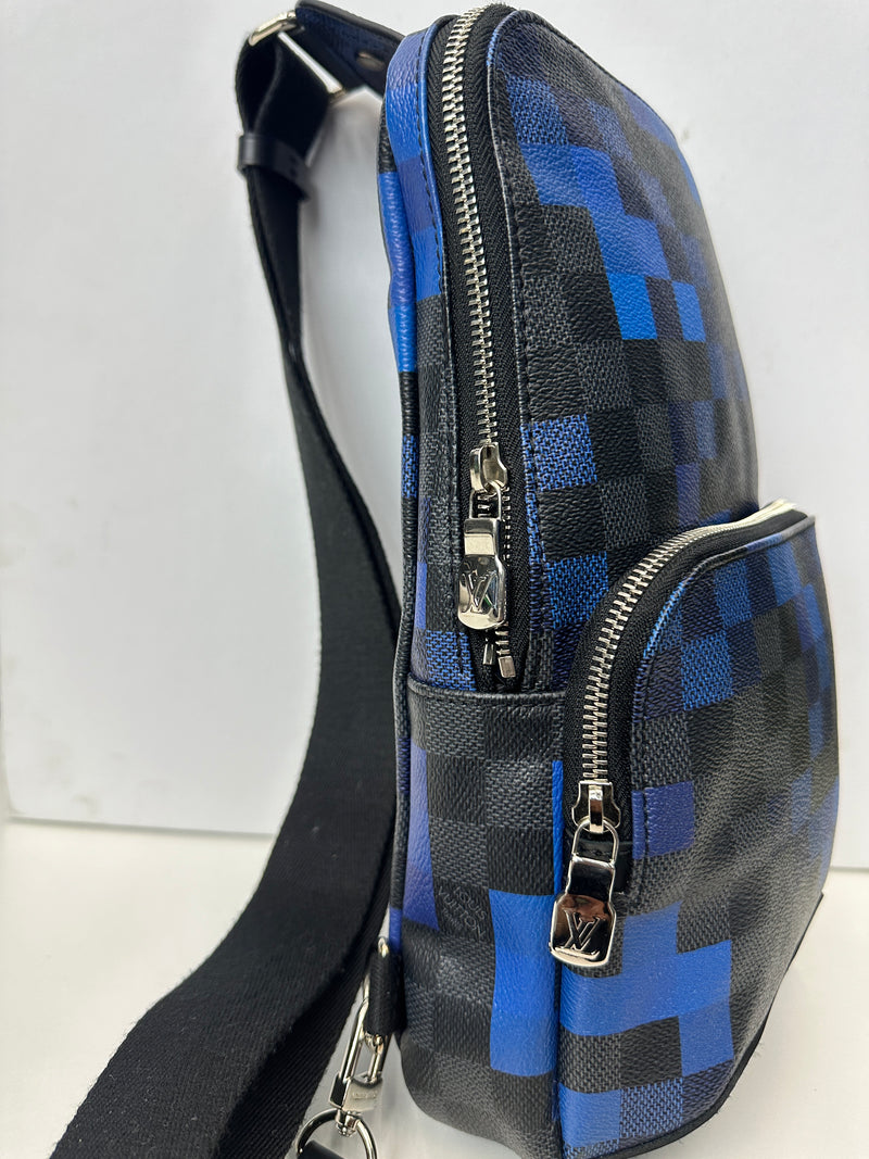 Louis Vuitton Avenue Sling Bag Limited Edition Damier Graphite Pixel Blue