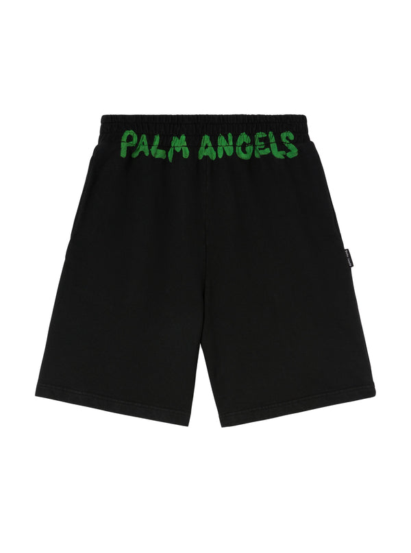 Palm Angels logo-print cotton track shorts