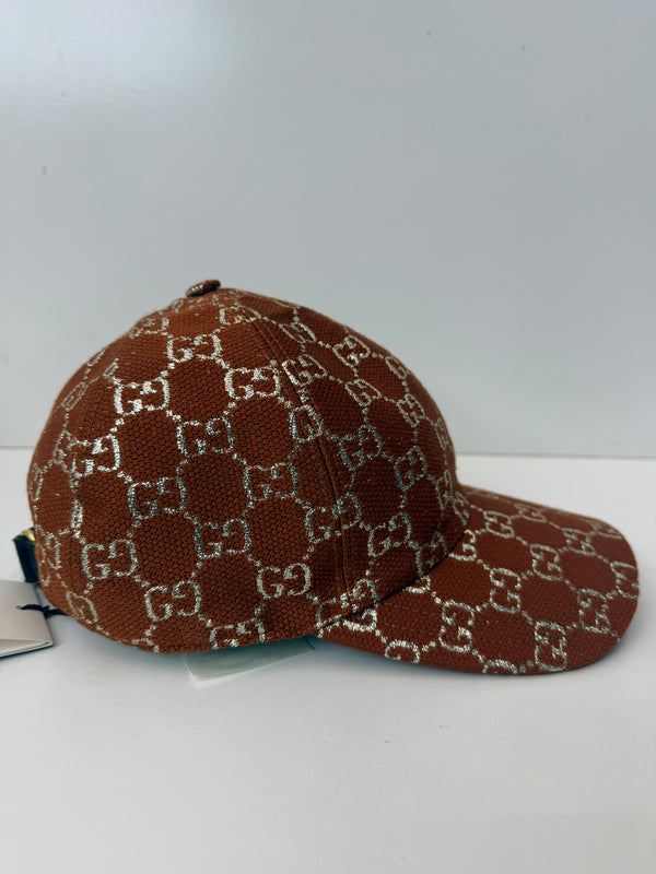 GG Monogram Wool Silk Baseball Logo Cap burgundy