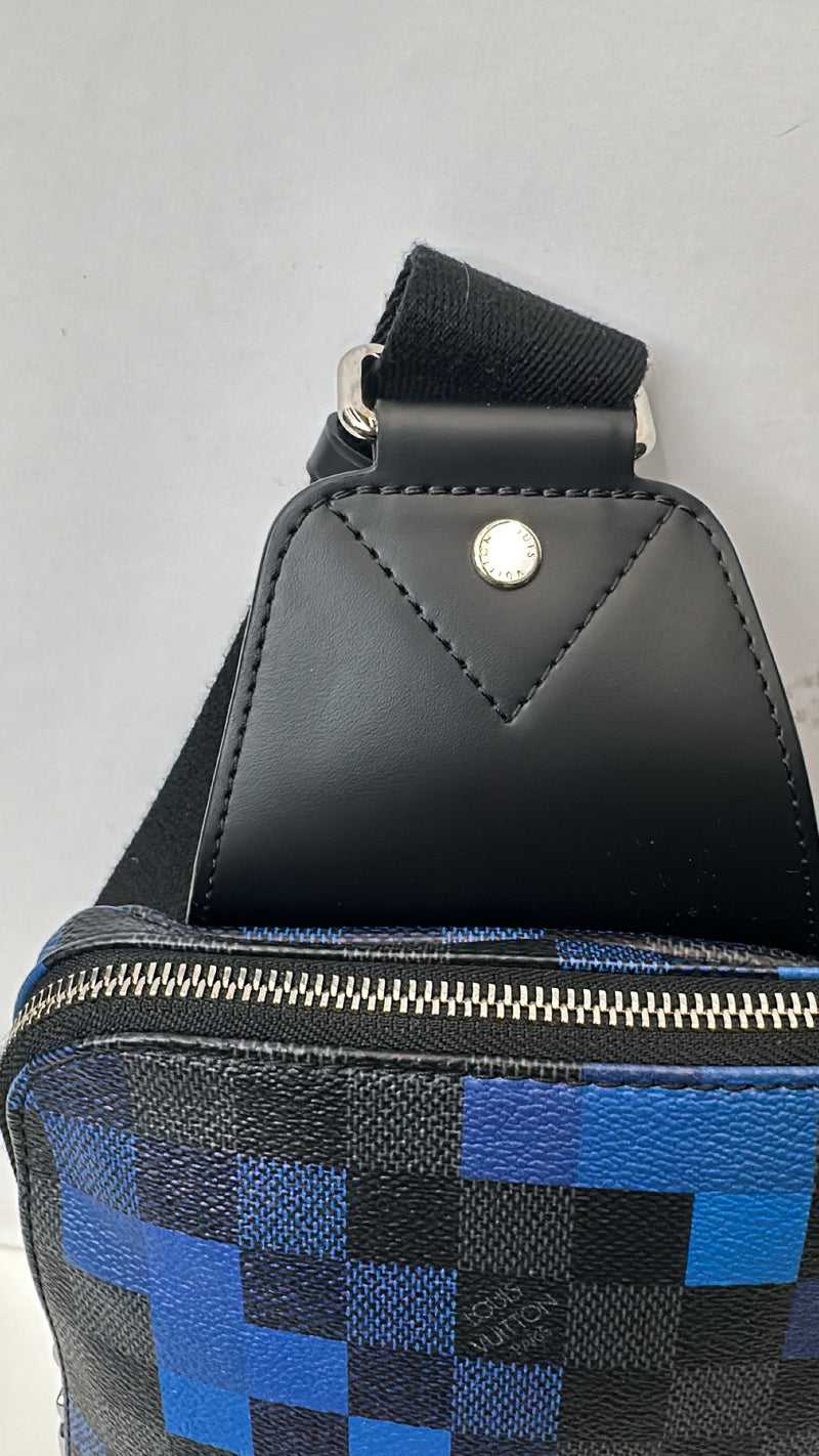 Louis Vuitton Avenue Sling Bag Limited Edition Damier Graphite Pixel Blue