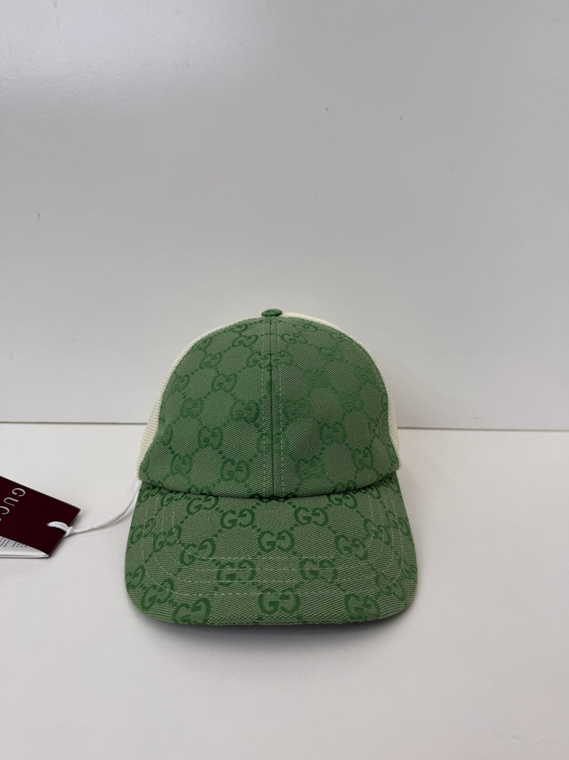 Mesh back monogram canvas cap green