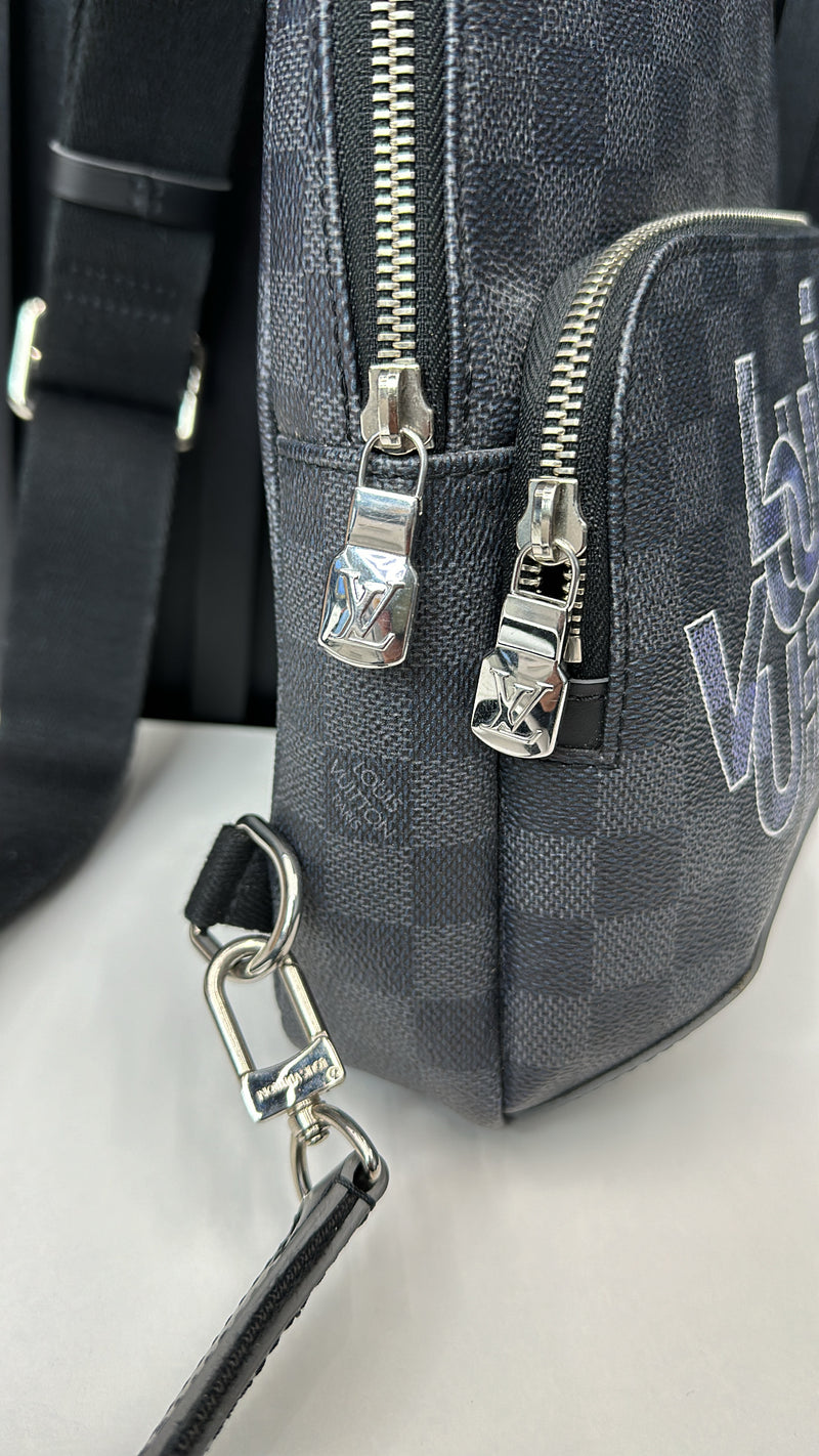 Louis Vuitton Avenue Sling Bag Limited Edition Interlinked Logo Damier Graphite