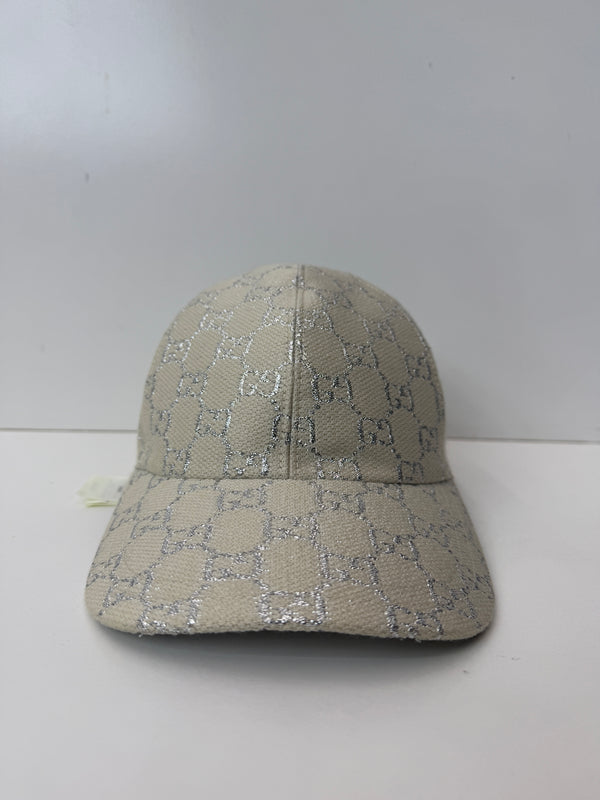GG Monogram Wool Silk Baseball Logo Cap white