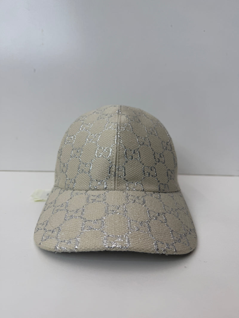 GG Monogram Wool Silk Baseball Logo Cap white