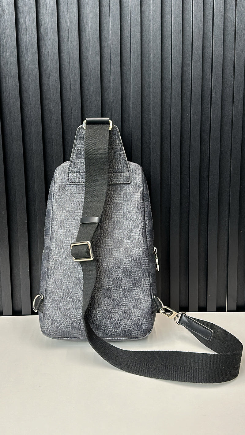 Louis Vuitton Avenue Sling Bag Limited Edition Interlinked Logo Damier Graphite