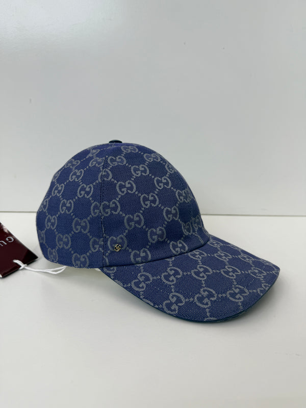 GUCCI GG monogram canvas cap blue