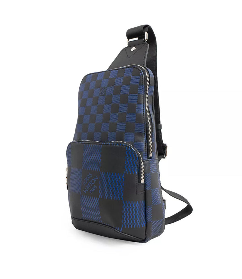 Louis Vuitton Avenue Sling Bag Body Crossbody Damier Infini 3D Black Marine Blue