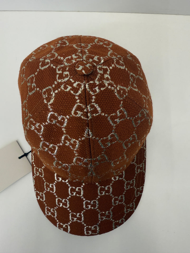 GG Monogram Wool Silk Baseball Logo Cap burgundy