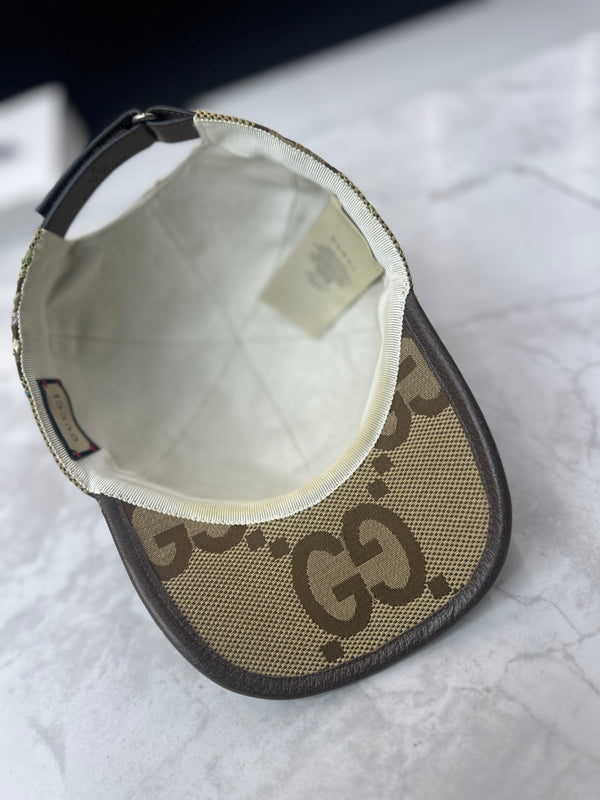 Gucci Jumbo GG Cap Floral Embroidery Beige