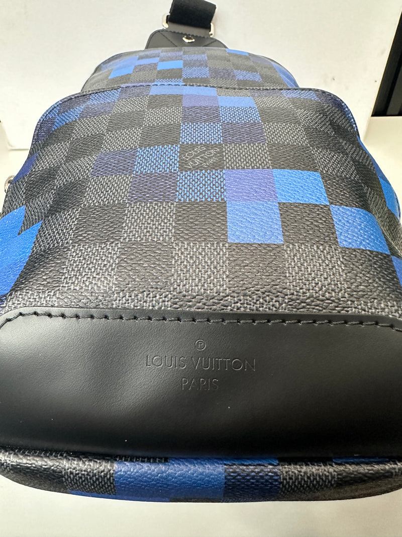 Louis Vuitton Avenue Sling Bag Limited Edition Damier Graphite Pixel Blue