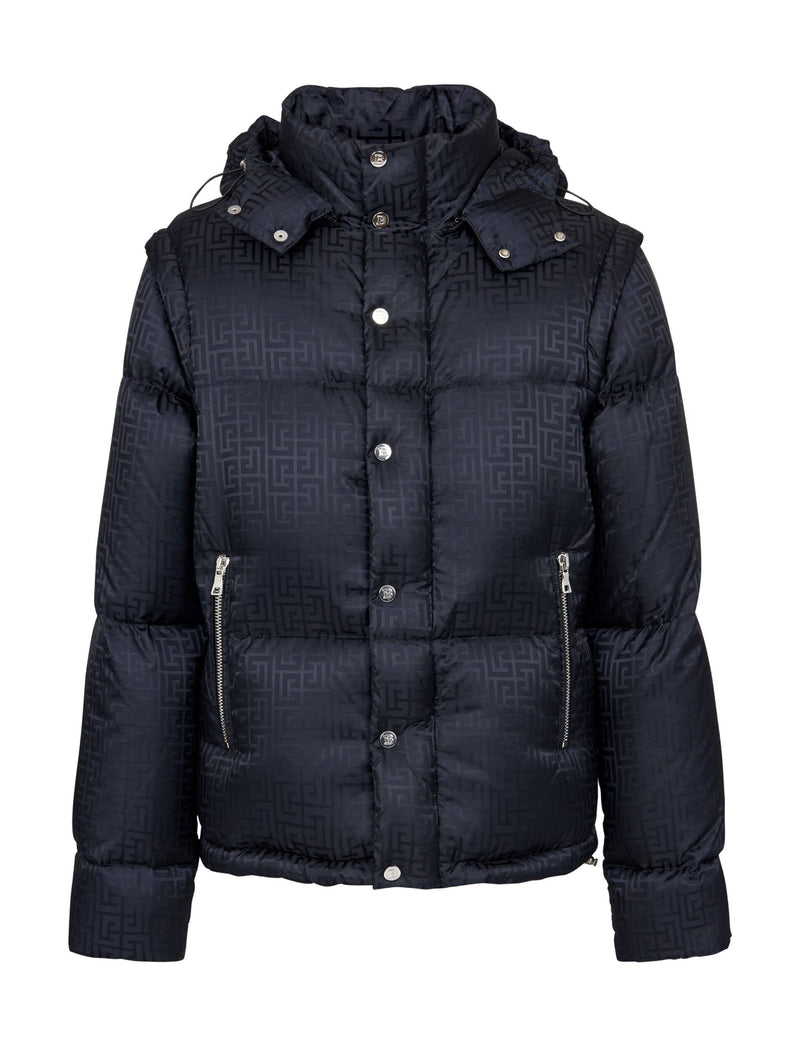 Balmain Monogrammed Jacquard Puffer Jacket