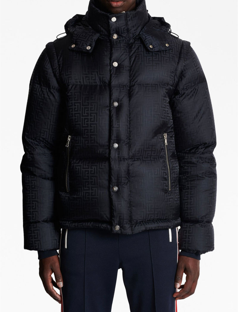 Balmain Monogrammed Jacquard Puffer Jacket