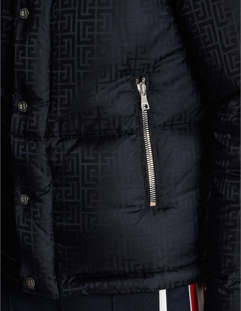 Balmain Monogrammed Jacquard Puffer Jacket