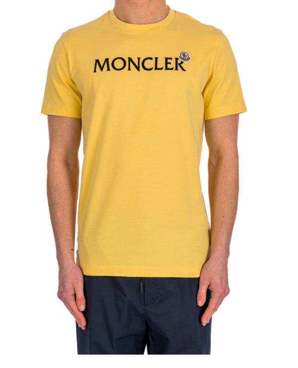 logo-embroidered cotton T-shirt yellow