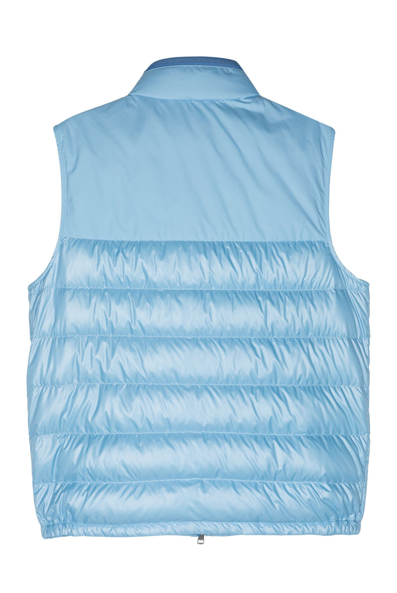 Moncler logo-patch down-feather gilet sky blue