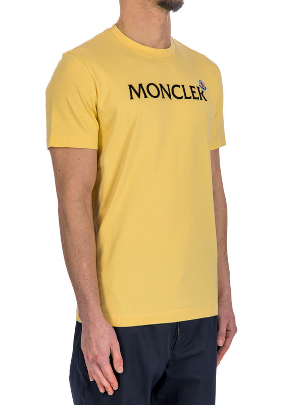 logo-embroidered cotton T-shirt yellow