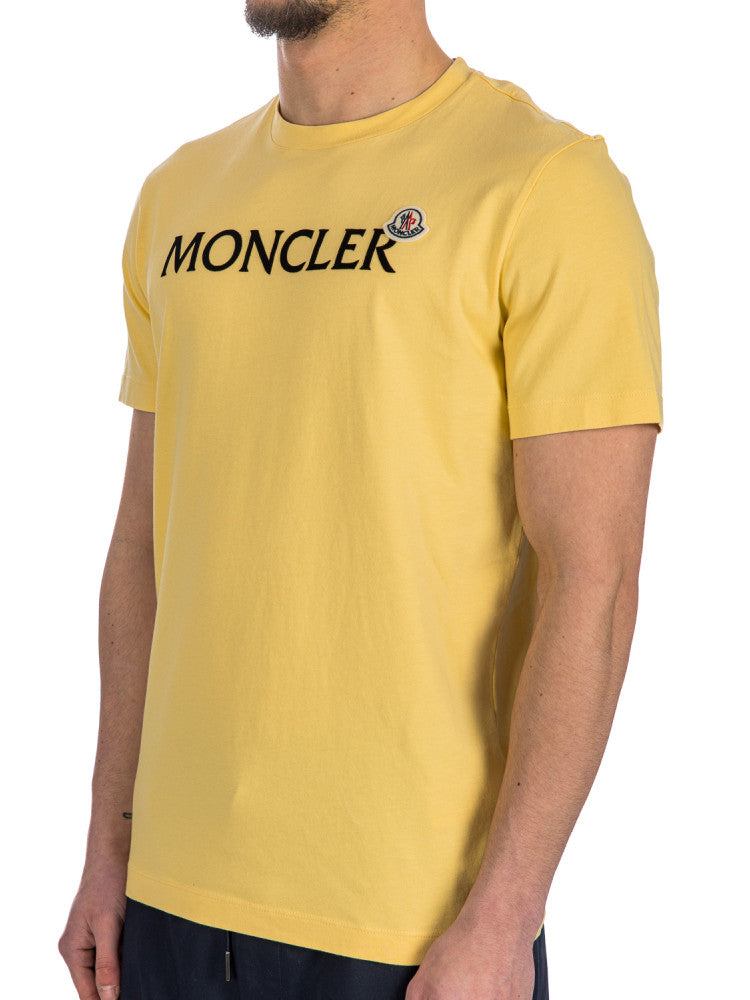 logo-embroidered cotton T-shirt yellow