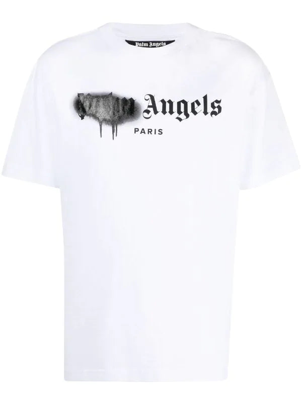 Palm Angels PA Spray-print cotton hoodie - Black