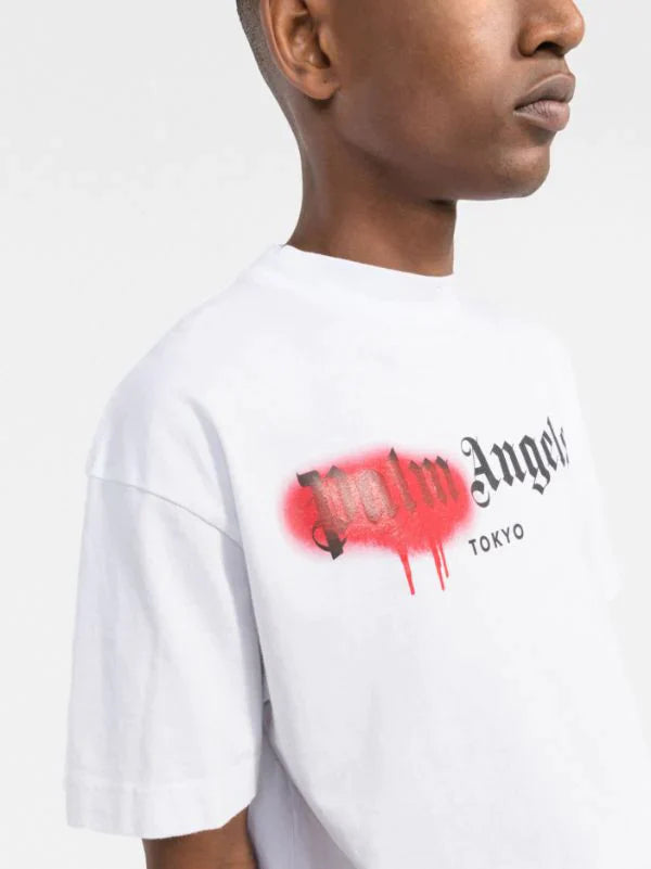 Palm angels red spray logo t-shirts – Rareclozet