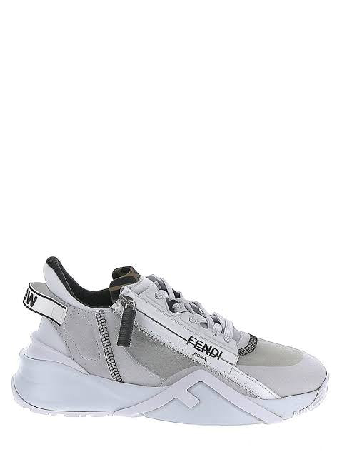 Flow White nylon and suede low tops