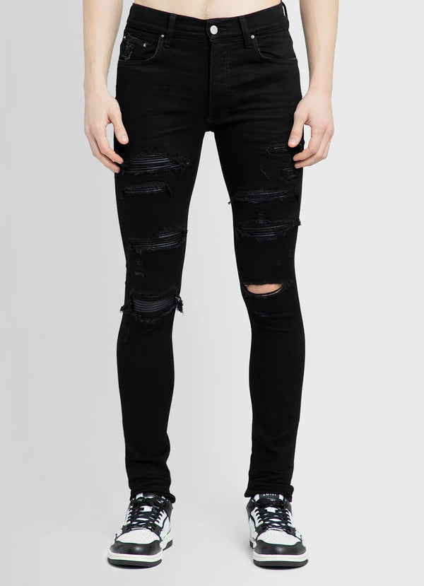 Amiri men's aged black thrasher jeans