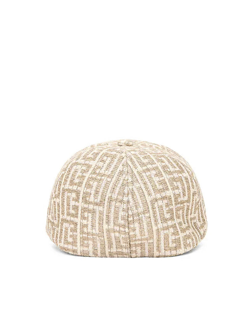 Balmain beige monogram print cap