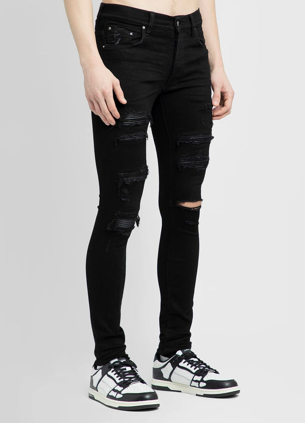 Amiri men's aged black thrasher jeans