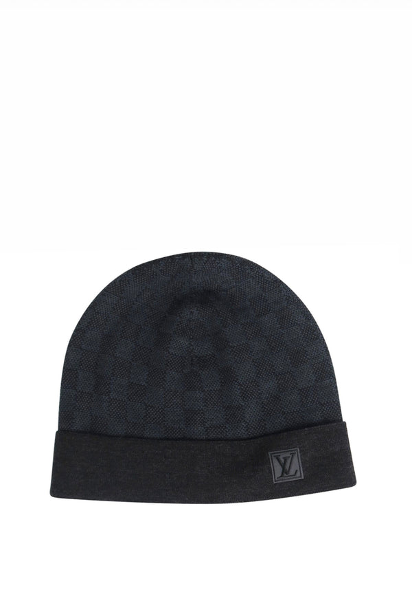 Louis Vuitton Knit Cap/Free/Wool/Blk/Check/Bonnet Petit Damier