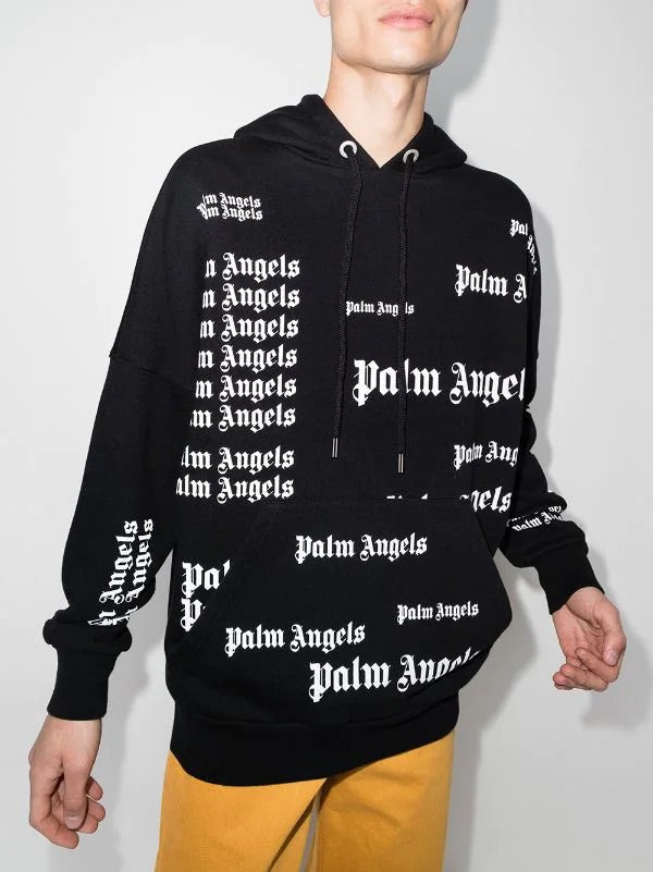 Palm Angels All-Over Logo-Print Hoodie