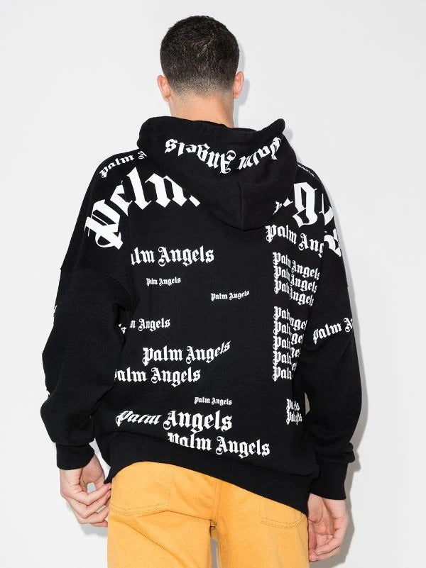 Palm Angels All-Over Logo-Print Hoodie – Rareclozet