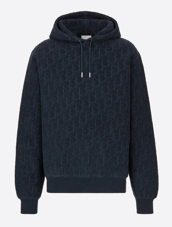 OVERSIZED OBLIQUE HOODED SWEATSHIRT NAVY