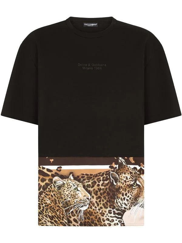 Leopard-hem logo T-shirt