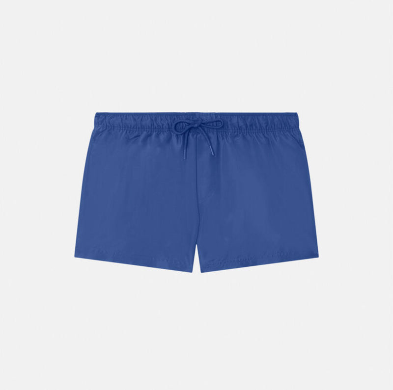 VERSACE LOGO-PRINT SWIM SHORTS - BLUE